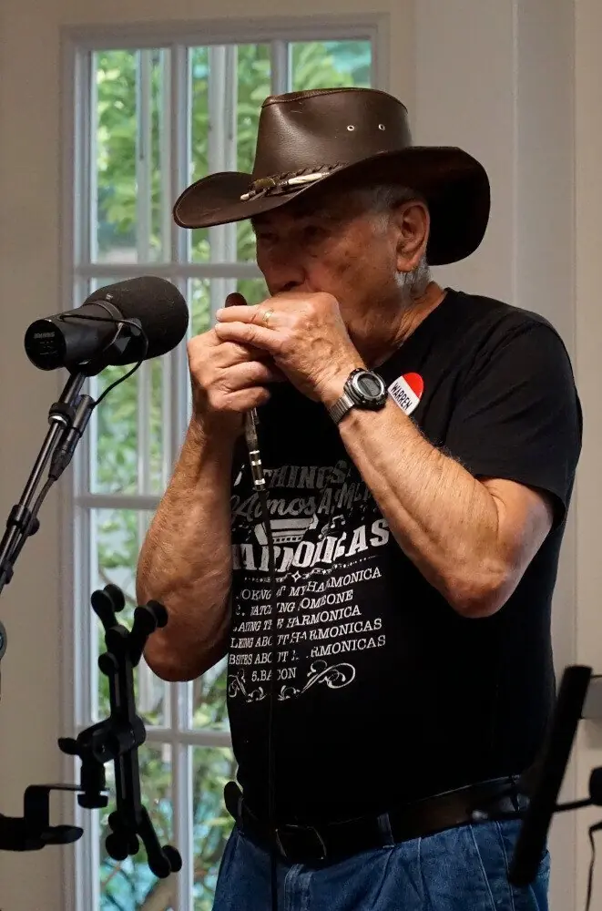 Musician performing at the Open Mic